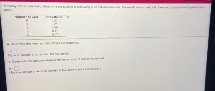 Solved A survey was conducted to determine the number of | Chegg.com
