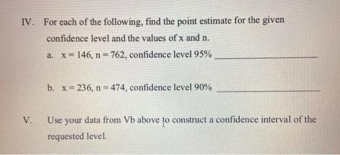 Solved IV. For each of the following, find the point | Chegg.com