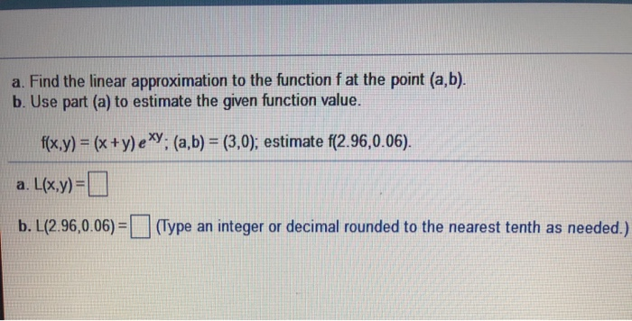 Solved a. Find the linear approximation to the function f at | Chegg.com