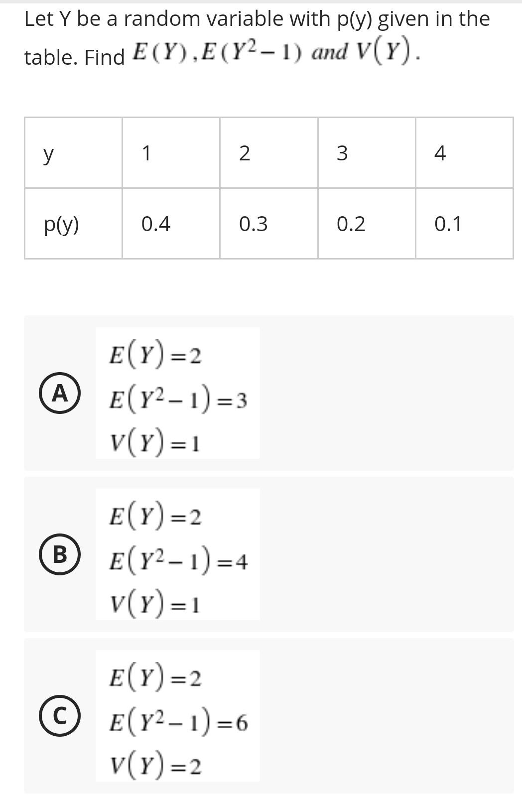 Solved Let Y be a random variable with p(y) given in the | Chegg.com