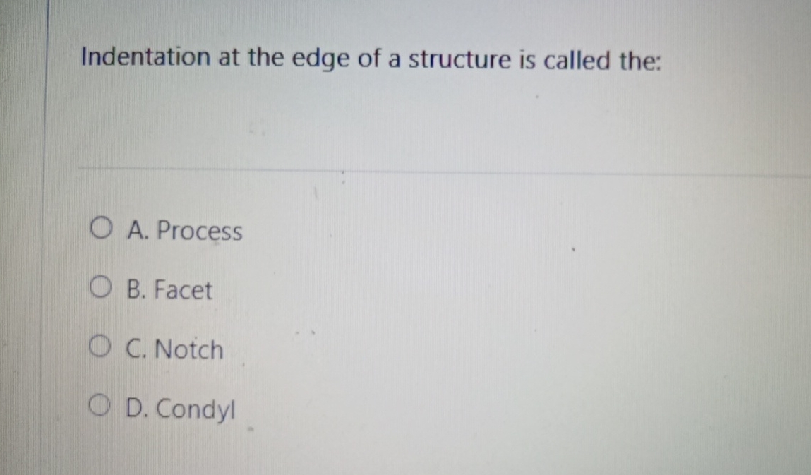 Solved Indentation at the edge of a structure is called | Chegg.com