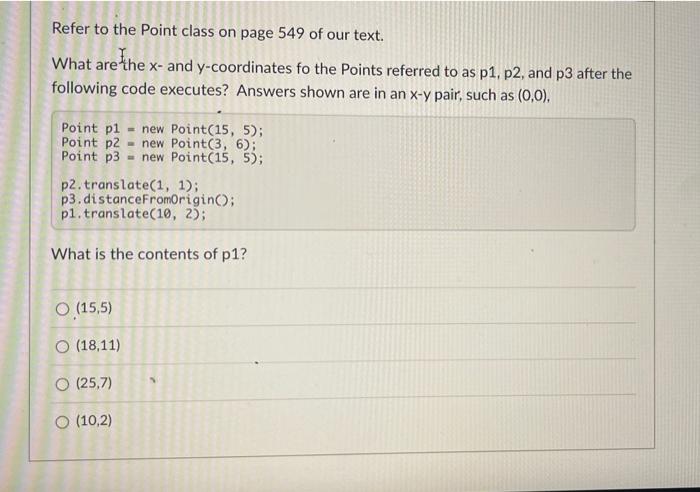 Solved Refer to the Point class on page 549 of our text. | Chegg.com