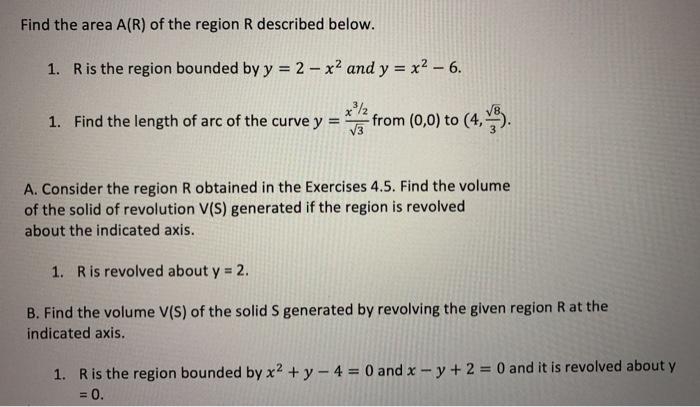 Solved Find The Area A R Of The Region R Described Below Chegg Com