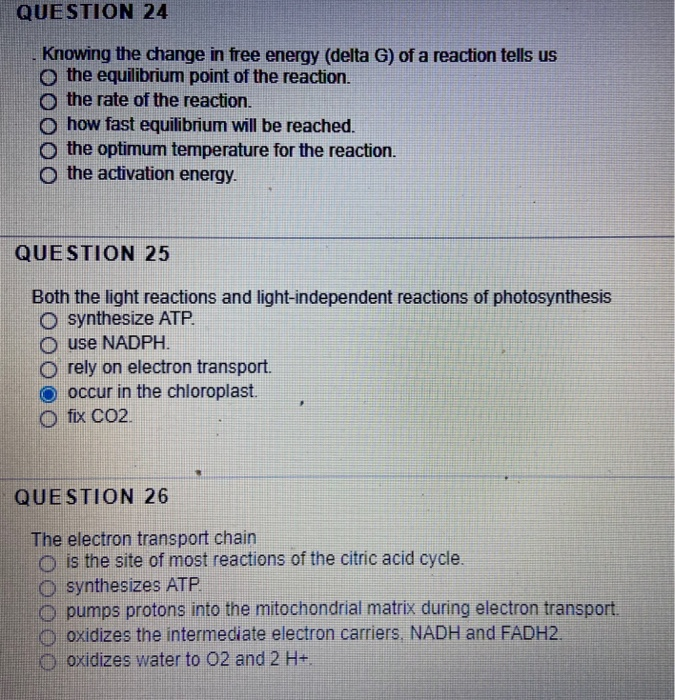 Solved QUESTION 24 Knowing the change in free energy (delta | Chegg.com