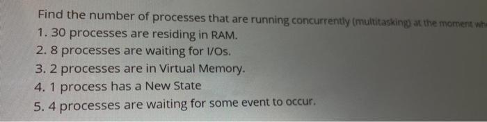Solved Find the number of processes that are running | Chegg.com