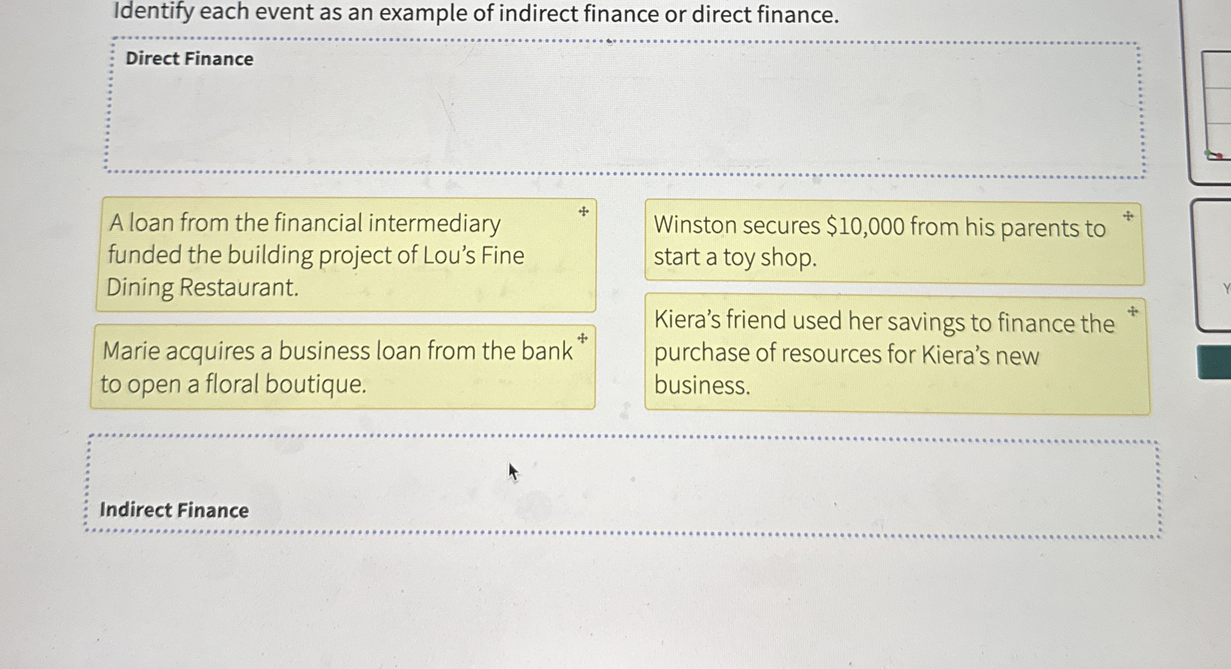 Solved Identify each event as an example of indirect finance | Chegg.com