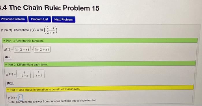 Solved 3.4 The Chain Rule: Problem 15 Previous Problem | Chegg.com