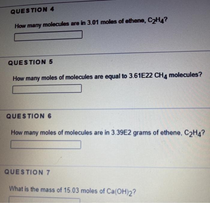 Solved QUESTION 4 How many molecules are in 3.01 moles of Chegg