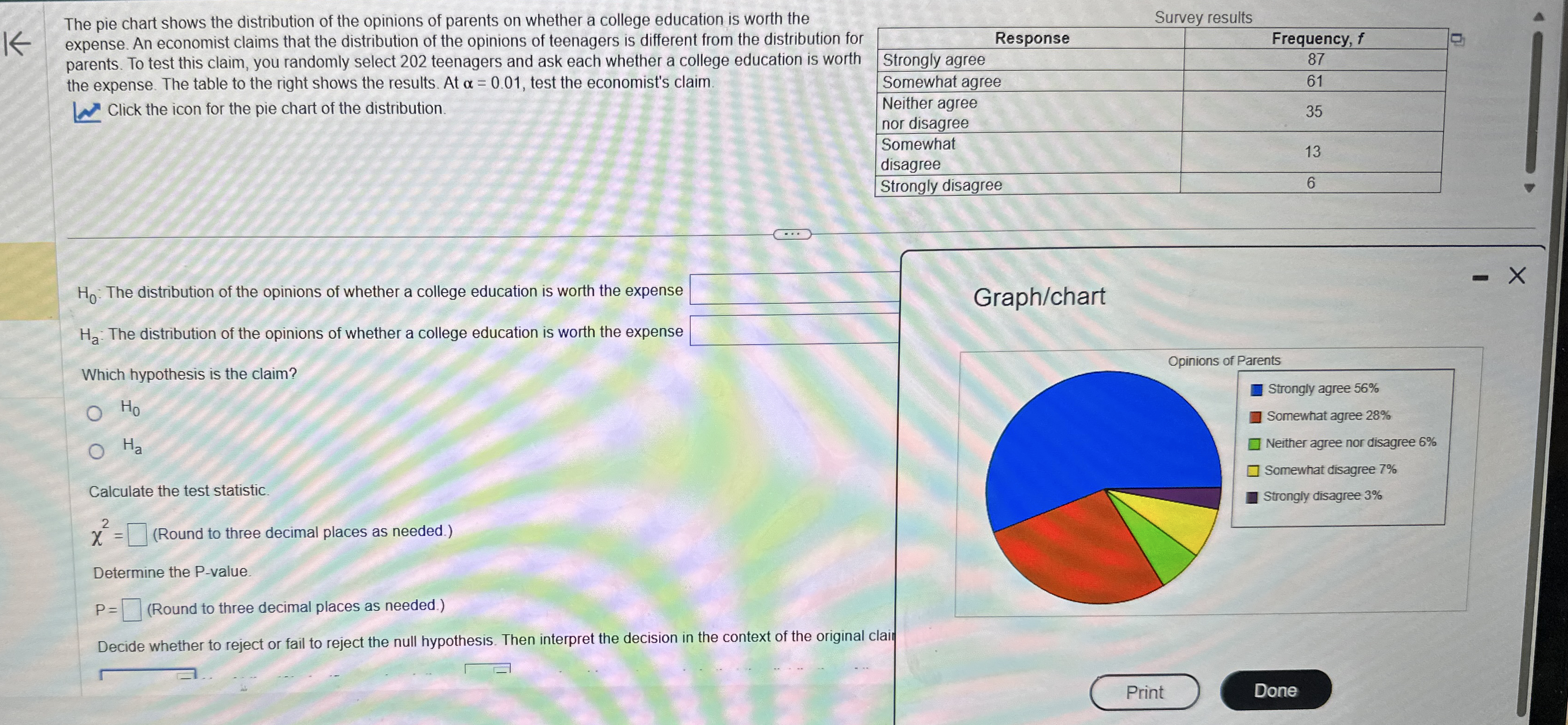 Solved The pie chart shows the distribution of the opinions | Chegg.com