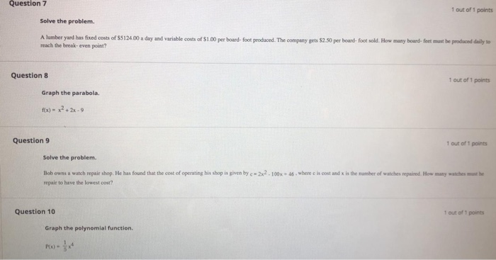 Solved Question 7 1 out of 1 points Solve the problem. A | Chegg.com