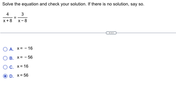 Solved Solve the equation and check your solution. If there | Chegg.com