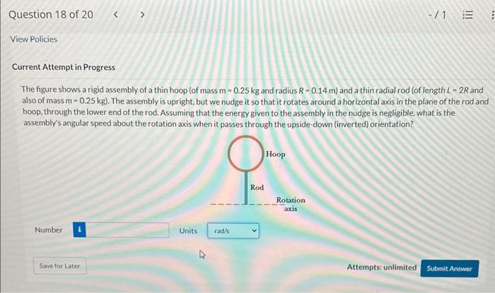 Solved The Figure Shows A Rigid Assembly Of A Thin Hoop (of | Chegg.com