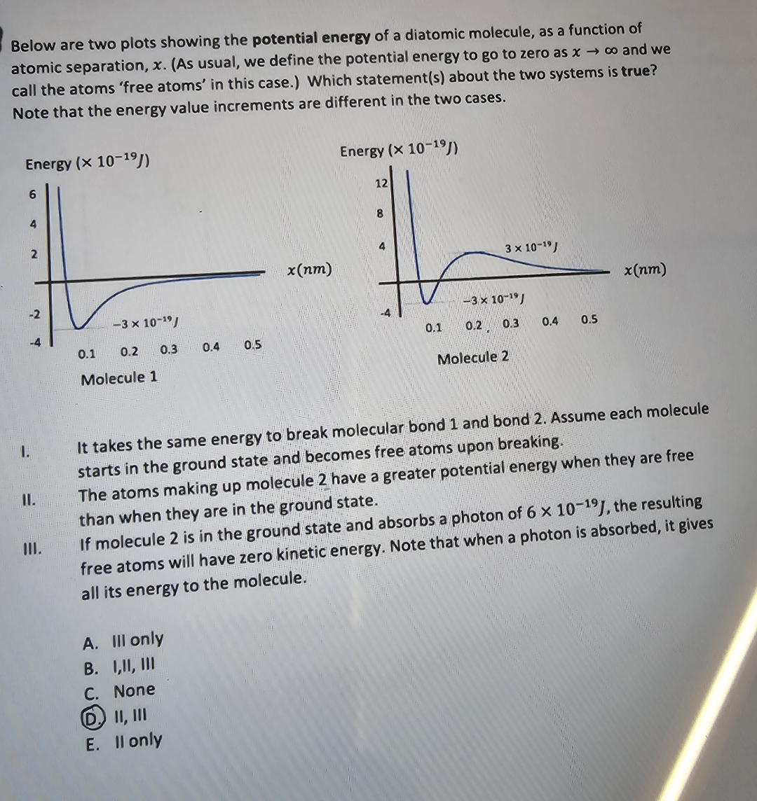 Solved Below are two plots showing the potential energy of a | Chegg.com