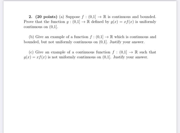 Solved 2. proof problem: advanced calculus / real analysis | Chegg.com