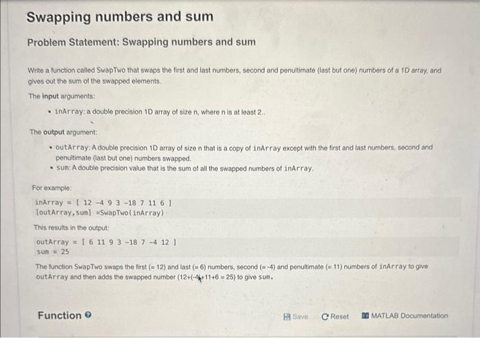 Solved Swapping Number's And Sum Problem Statement: Swapping | Chegg.com