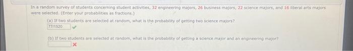 Solved In a random survey of students concerning student | Chegg.com
