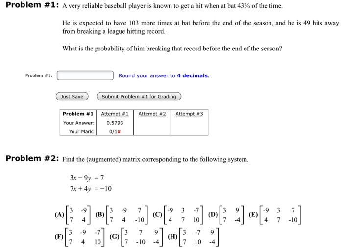 Solved Problem #1: A very reliable baseball player is known | Chegg.com