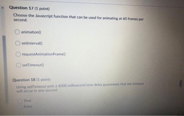 Solved Question 17 (1 point) Choose the Javascript function | Chegg.com