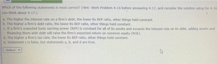 Solved Which of the following statements is most correct? | Chegg.com