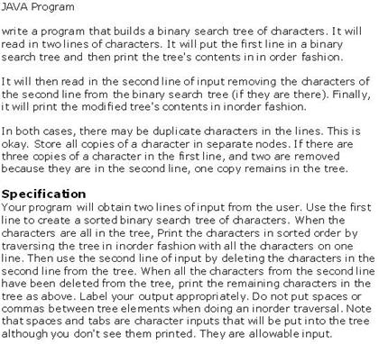 JAVA Program write a program that builds a binary | Chegg.com