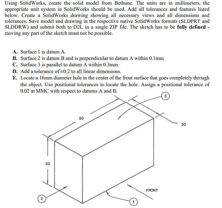 Solved Using SolidWorks, create the solid model from | Chegg.com