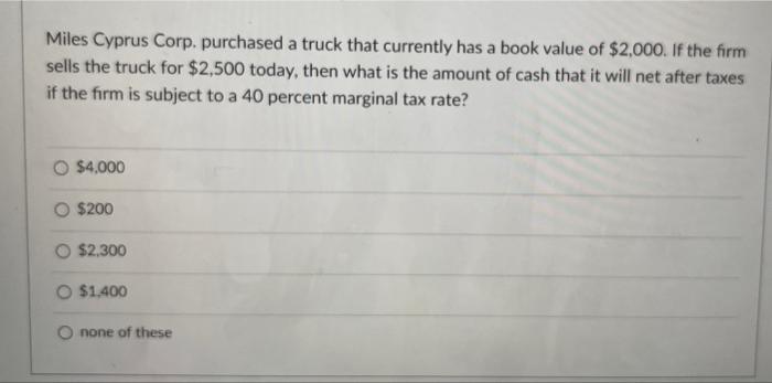 Solved Miles Cyprus Corp. purchased a truck that currently
