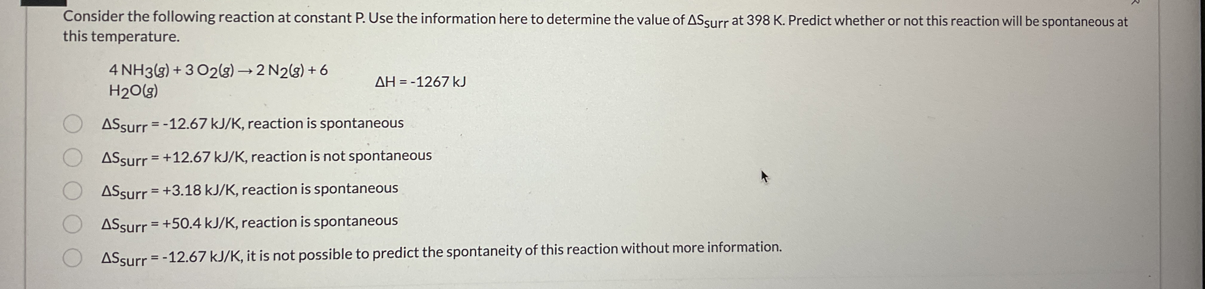 Solved Consider The Following Reaction At Constant P Use Chegg Com