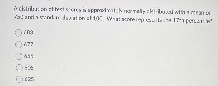 Solved A distribution of test scores is approximately | Chegg.com