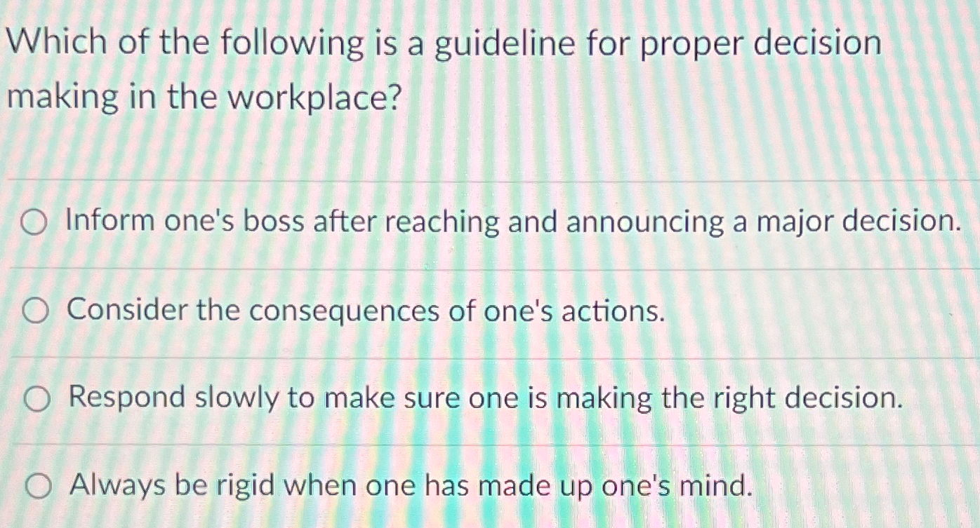 Solved Which of the following is a guideline for proper | Chegg.com