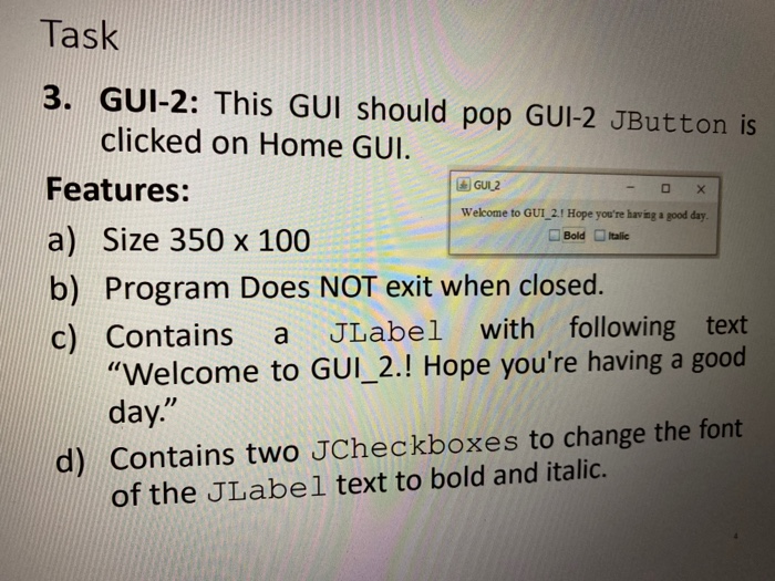 Solved Task Home GUI х GUI-1 GUK2 Write code to create a | Chegg.com