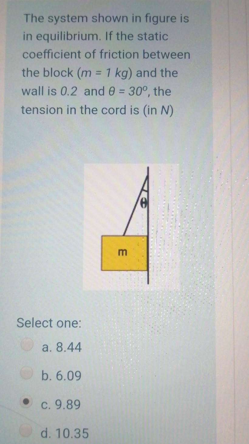 Solved The system shown in figure is in equilibrium. If the | Chegg.com
