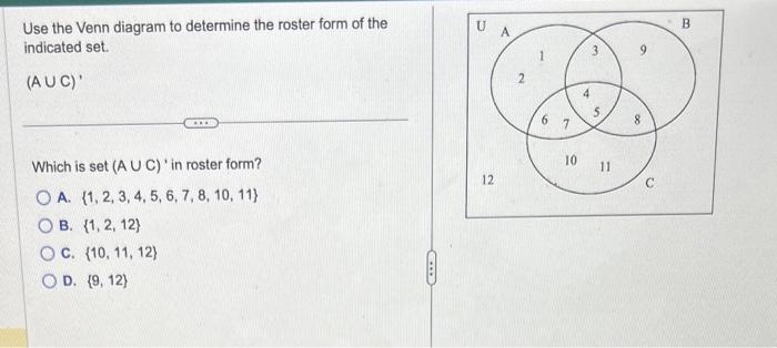 Solved Use The Venn Diagram To Determine The Roster Form Of | Chegg.com