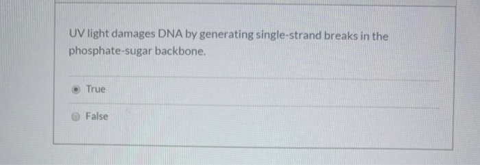 Solved UV light damages DNA by generating single-strand | Chegg.com