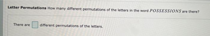 Solved Letter Permutations How many different permutations | Chegg.com
