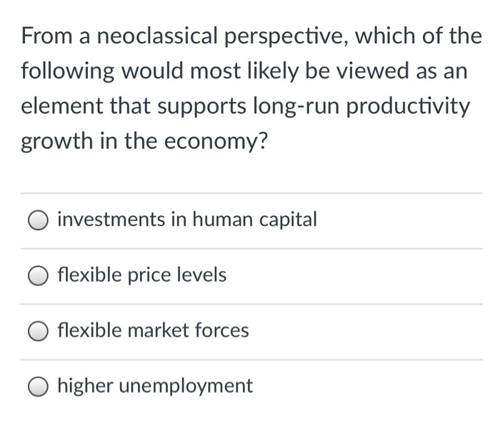 Solved From A Neoclassical Perspective, Which Of The | Chegg.com