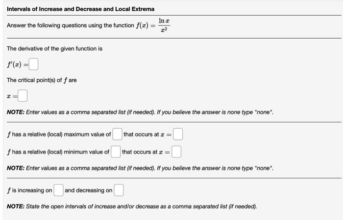 Solved Intervals of Increase and Decrease and Local Extrema | Chegg.com image.