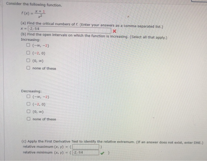 Solved Consider the following function. x2 (a) Find the | Chegg.com