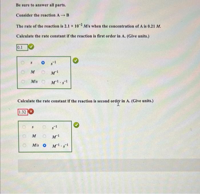 Solved Be sure to answer all parts. Consider the reaction AB | Chegg.com