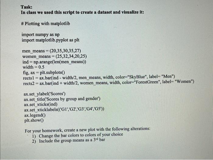 Solved Task: In class we used this script to create a | Chegg.com