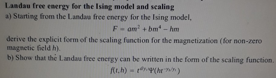 Solved Landau free energy for the Ising model and scaling a) | Chegg.com
