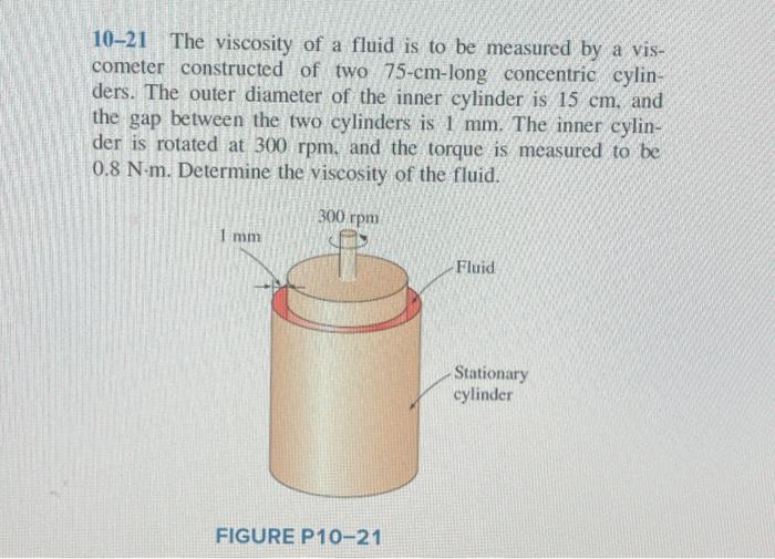 Solved 10-21 The viscosity of a fluid is to be measured by a | Chegg.com