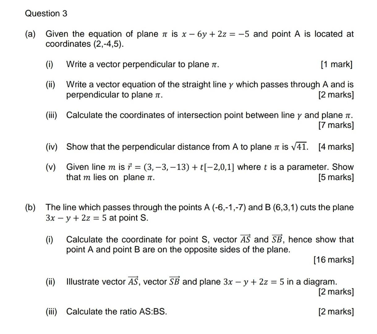 Solved Question 2 (a) The point P has coordinates (3,-1,5) | Chegg.com