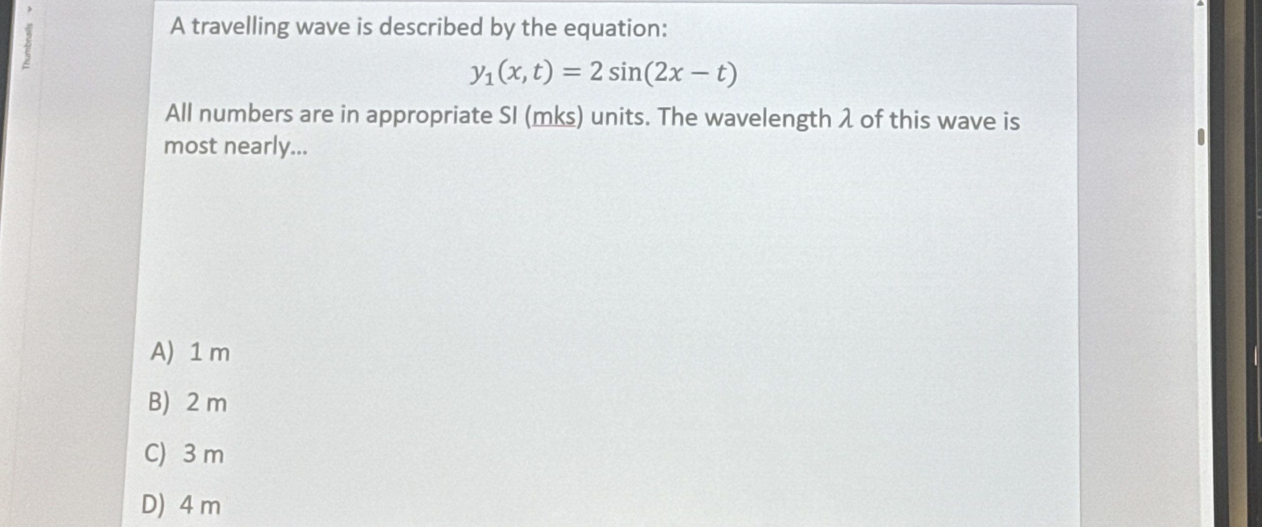 Solved A travelling wave is described by the | Chegg.com