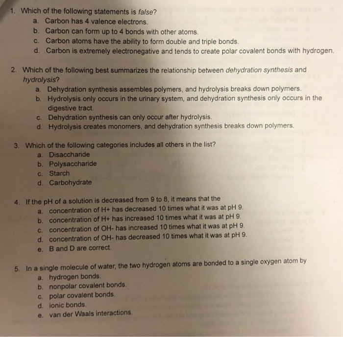 Solved 1. Which Of The Following Statements Is False? A. | Chegg.com Solved 1. Which Of The Following Statements Is False? A. | Chegg.com