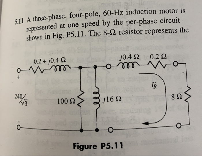 Solved 511 A three-phase, four-pole, 60-Hz induction motor | Chegg.com