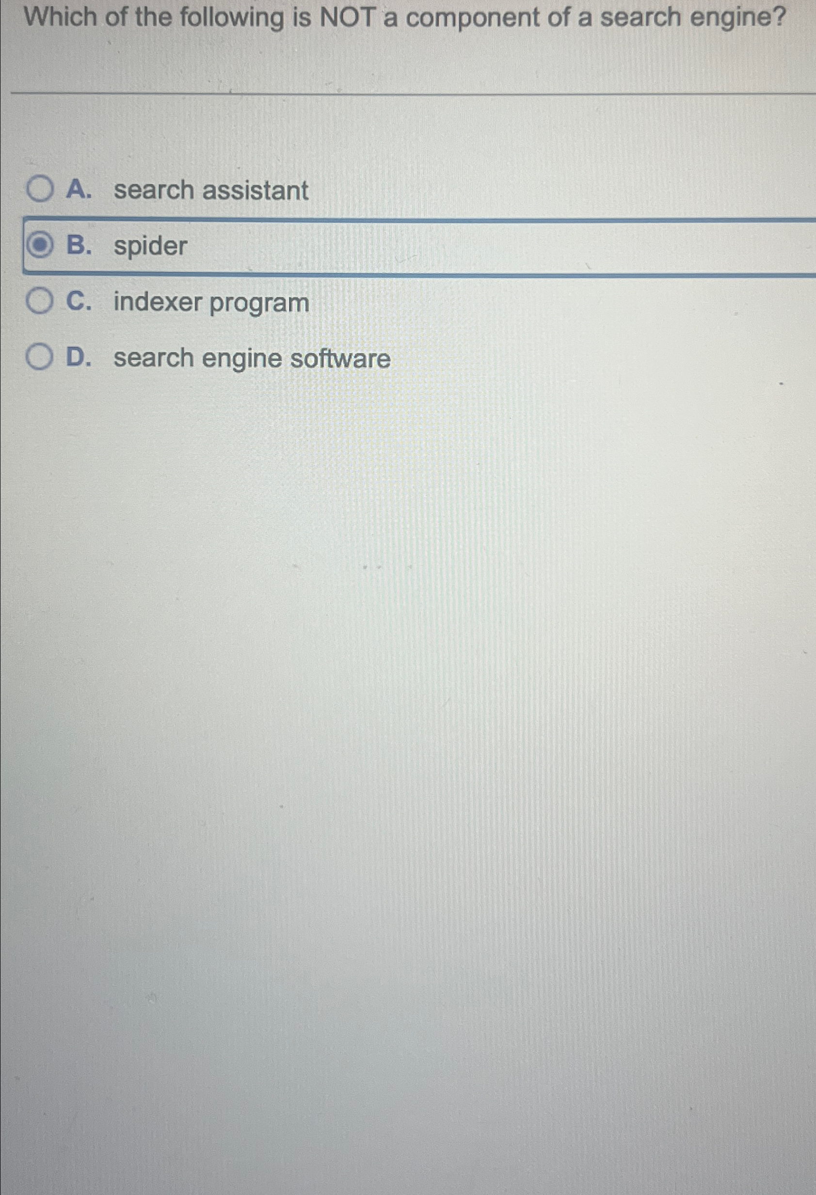 Solved Which of the following is NOT a component of a search | Chegg.com