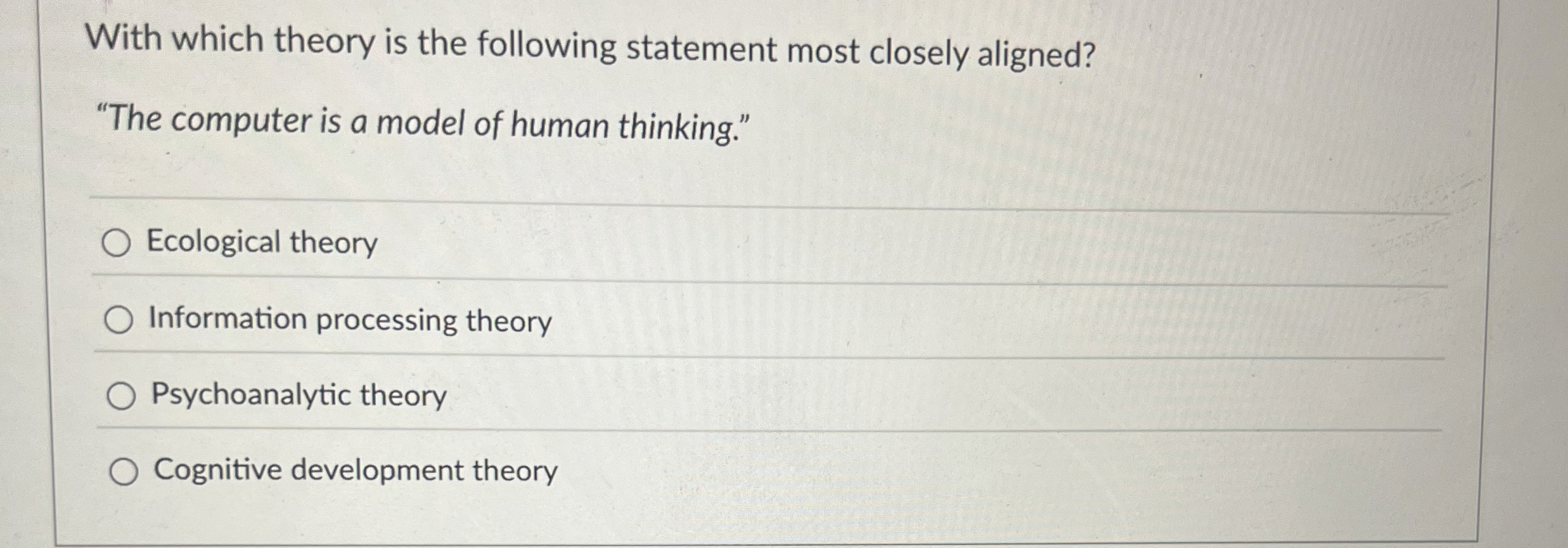 Solved With which theory is the following statement most | Chegg.com
