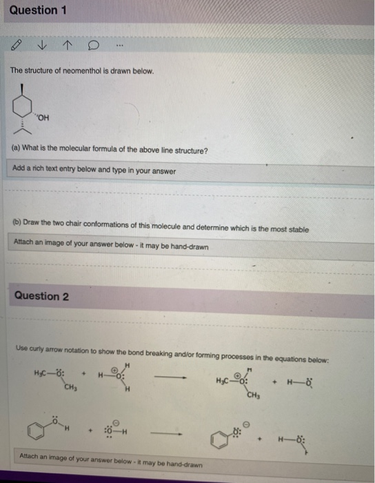 Solved Question 1 1 D The structure of neomenthol is drawn | Chegg.com