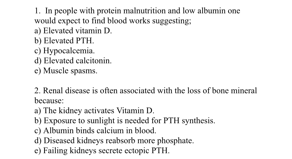 Solved In people with protein malnutrition and low albumin | Chegg.com