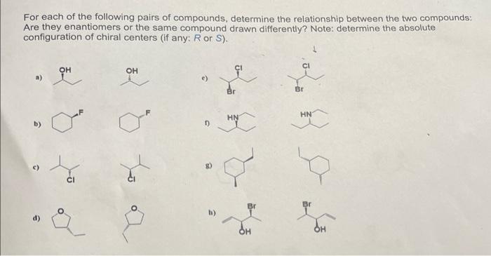 Solved For each of the following pairs of compounds, | Chegg.com